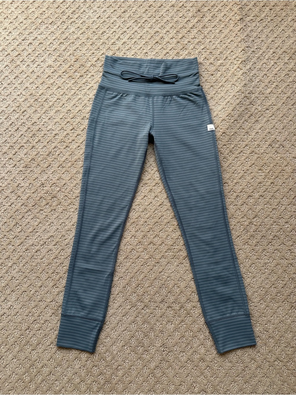 Vuori Slate Blue Striped Leggings, Size XS